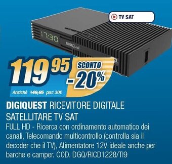 Sinergy Digiquest Ricevitore Digitale Satellitare TV Sat offerta