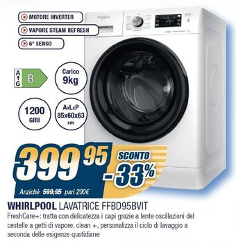 Sinergy Whirlpool Lavatrice FFBD95BVIT offerta