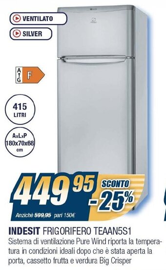 Sinergy Indesit Frigorifero TEAAN5S1 offerta
