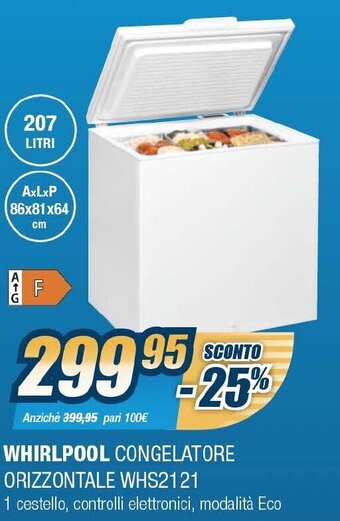 Whirlpool Congelatore Orizzontale WHS2121