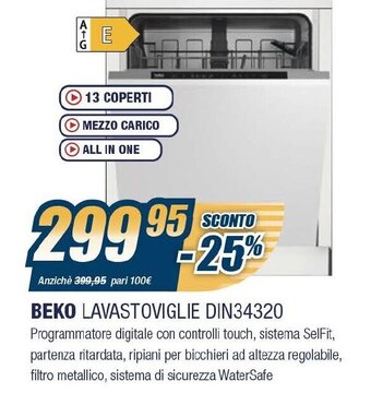 Sinergy beko lavastoviglie DIN34320 offerta