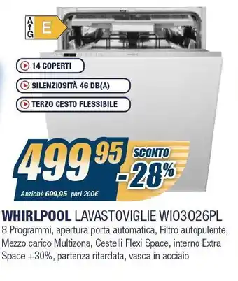 Sinergy Whirlpool Lavastoviglie WI03026PL offerta