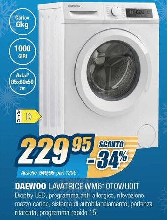 Sinergy Daewoo Lavatrice WM610T0WU0IT offerta