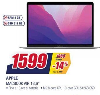 Trony Apple Macbook Air 13,6" offerta