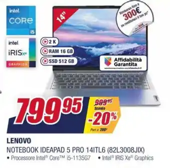 Trony Lenovo Notebook IdeaPad 5 Pro 14ITL6 (82L3008JIX) offerta