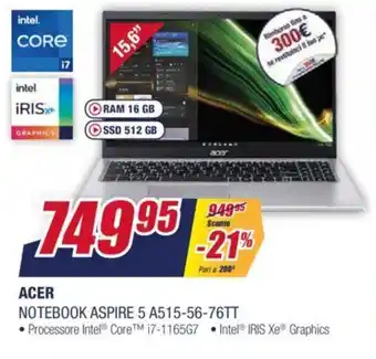 Trony acer Notebook Aspire A515-56-76TT offerta