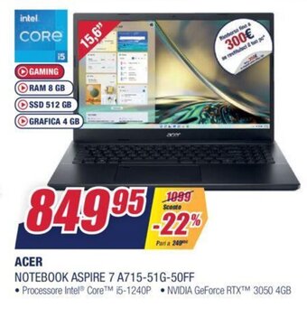 Trony acer Notebook Aspire 7 A715-51G-50FF offerta