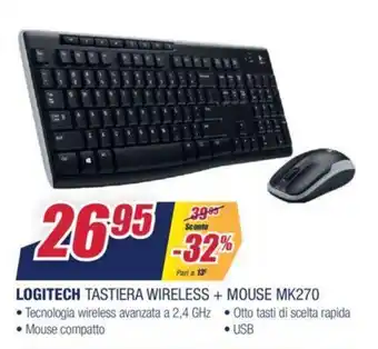 Trony Logitech Tastiera Wireless + Mouse MK270 offerta