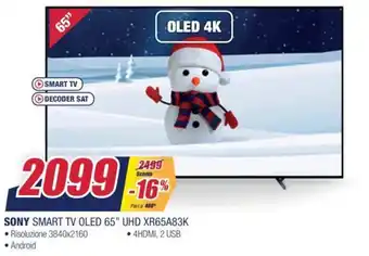Trony Sony Smart TV Oled 65" UHD XR65A83K offerta