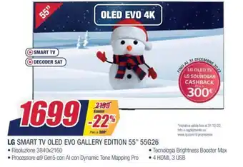Trony LG Smart TV Oled Evo Gallery Edition 55" 55G26 offerta
