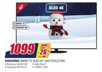 Trony Panasonic Smart Tv Oled 55" UHD TX55JZ1500 offerta