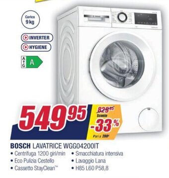 Trony Bosch Lavatrice WGG04200IT offerta