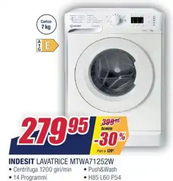 Trony Indesit Lavatrice MTWA71252W offerta