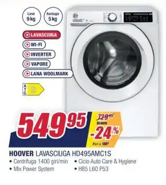 Trony Hoover Lavasciuga HD495AMC1S offerta