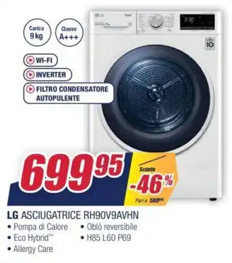 Trony LG Asciugatrice RH90V9AVHN offerta