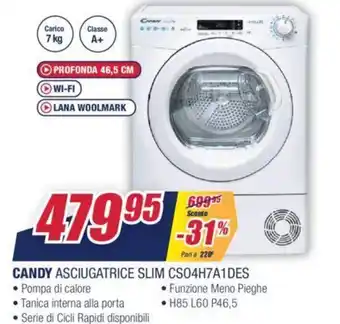 Trony Candy Asciugatrice Slim CS04H7A1DES offerta