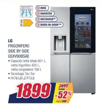 Trony LG Frigorifero Side by Side GSXV90BSAE offerta