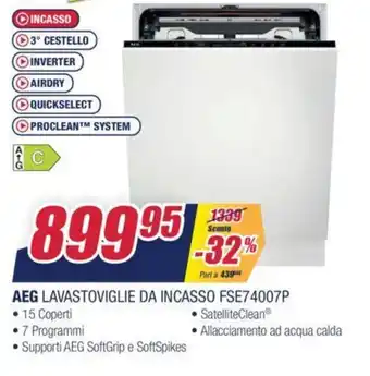 Trony AEG Lavastoviglie da Incasso FSE74007P offerta