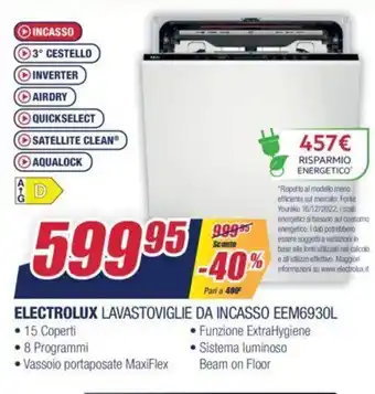 Trony Electrolux Lavastoviglie da Incasso EEM6930L offerta