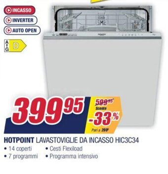 Trony Hotpoint Lavastoviglie da Incasso HIC3C34 offerta