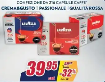 Trony Lavazza Crema & Gusto | Passionale | Qualità Rossa 216 capsule offerta