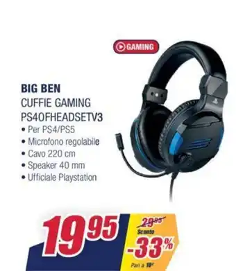 Trony Big Ben Cuffie Gaming PS40FHEADSETV3 offerta
