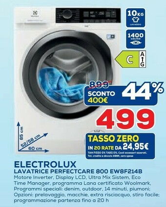 Euronics Electrolux EW8F214B Lavatrice Libera Installazione Caricamento Frontale Nero, Bianco 10 Kg 1400 Giri/min A+++-40% offerta