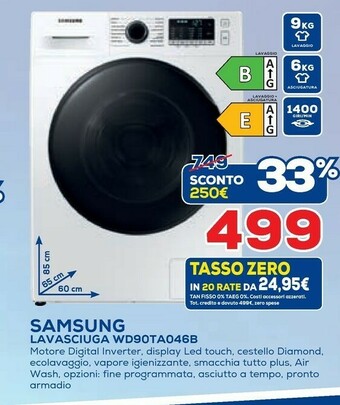 Euronics Samsung WD90TA046BE Lavasciuga Libera Installazione Caricamento Frontale Bianco offerta