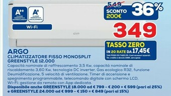Euronics Argoclima ECOWALL 9000 Condizionatore Fisso Climatizzatore Split System Bianco offerta