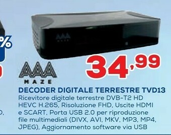 Euronics Maze Decoder Digitale Terrestre Tvd13 offerta