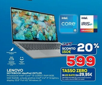 Euronics Lenovo Notebook Ideapad 151itlo5 offerta