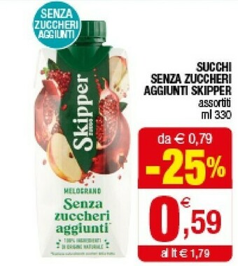 Iperal Zuegg Skipper Melograno Senza Zuccheri Aggiunti 330 G(ml) offerta