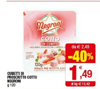 Iperal Negroni Cubetti Di Prosciutto Cotto offerta