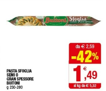 Iperal Buitoni Pasta Sfoglia Semi O Gran Spessore offerta