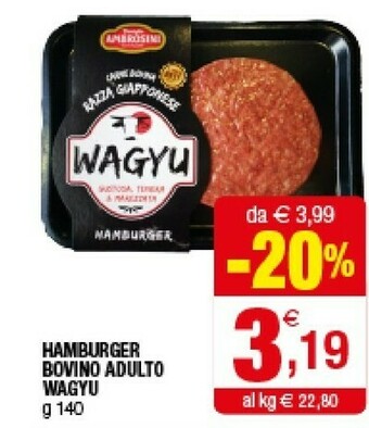 Iperal Hamburger Hamburger Bovino Adulto Wagyu offerta