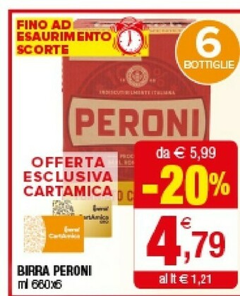 Iperal Peroni Peroni - Birra 660 g(ml) offerta
