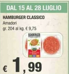 Crai Amadori Hamburger Classico offerta