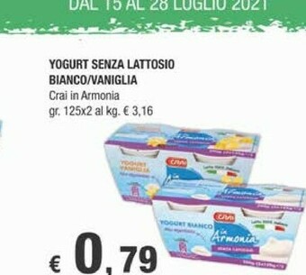 Crai Crai In Armonia Yogurt Senza Lattosio Bianco / Vaniglia offerta