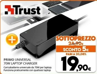 Expert Trust Primo Universal 70W Laptop Charger offerta
