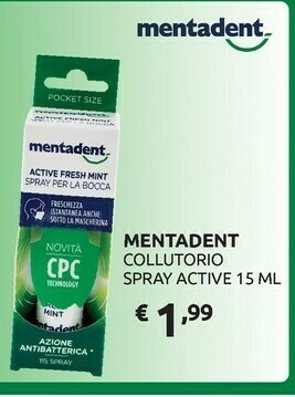 PiùMe Mentadent Collutorio Spray Active 15ml offerta