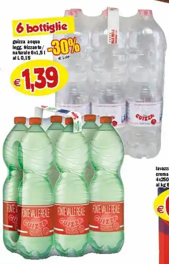 Il Castoro Supermercati Guizza acqua legg. frizzante/naturale 6x1,5 l offerta