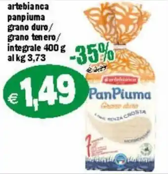Artebianca panpiuma grano duro/grano tenero/integrale 400 g