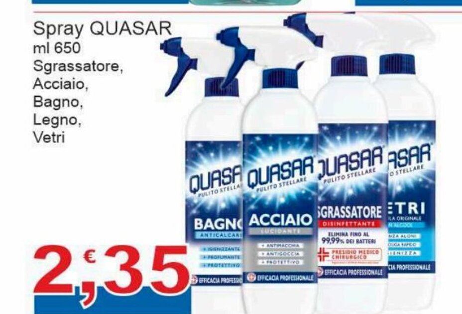 Si Puo Usare Lo Sgrassatore Sul Legno Quasar Spray 650 ml Sgrassatore Acciaio, Bagno,Legno,Vetri offerta di Sidis