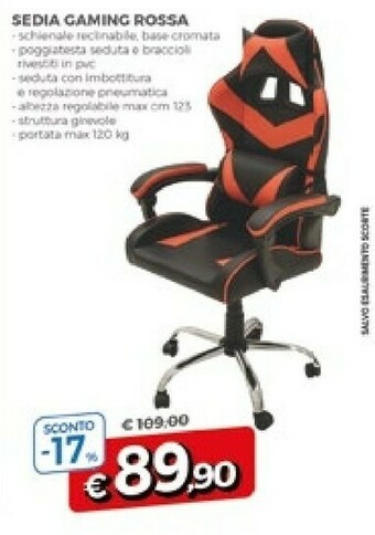 Famila Sedia Gaming Rossa offerta