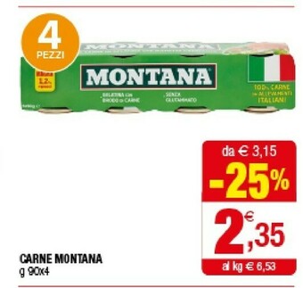 Iperal Montana Carne Magra In Gelatina Linea Oro 90 G(ml) offerta