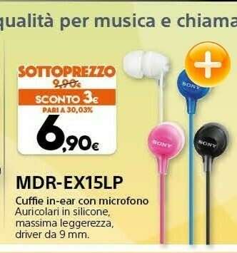 Expert Sony MDR-EX15LP Cuffia Auricolare Blu offerta