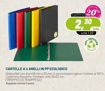 Buffetti Cartelle a 4 Anelli in PP Ecologico 30x22 cm offerta