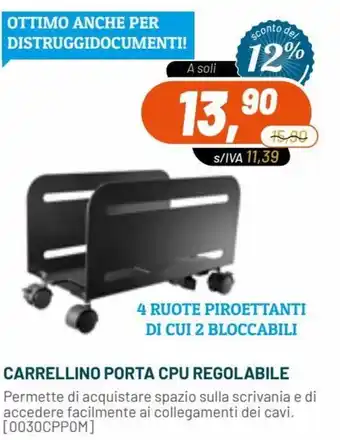 Carrellino Porta CPU Regolabile