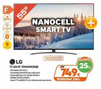 Gaer LG TV LED 55" 55NANO826QB offerta