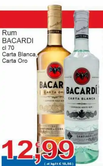 Sidis Bacardi Rum Carta Bianca.Carta Oro 70 cl offerta